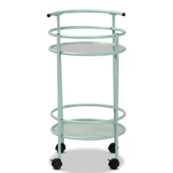 Light Blue Round Metal Bar Cart-Kirkland's Home Online
