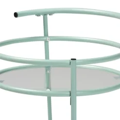 Light Blue Round Metal Bar Cart-Kirkland's Home Online