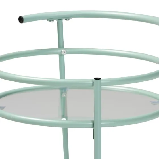 Light Blue Round Metal Bar Cart-Kirkland's Home Online