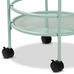 Light Blue Round Metal Bar Cart-Kirkland's Home Online