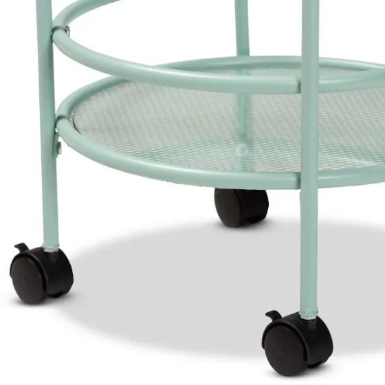 Light Blue Round Metal Bar Cart-Kirkland's Home Online