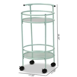 Light Blue Round Metal Bar Cart-Kirkland's Home Online