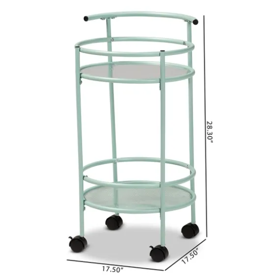 Light Blue Round Metal Bar Cart-Kirkland's Home Online