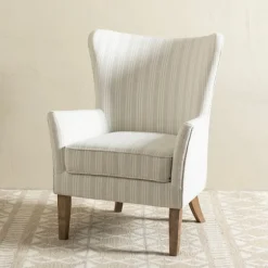 Light Blue Stripe Wingback Accent Chair-Kirkland's Home New