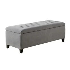 Light Button Tufted Storage Bench-Kirkland's Home Store