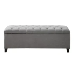 Light Button Tufted Storage Bench-Kirkland's Home Store
