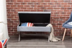 Light Button Tufted Storage Cross Leg Bench-Kirkland's Home Shop