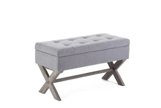 Light Button Tufted Storage Cross Leg Bench-Kirkland's Home Shop