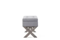 Light Button Tufted Storage Cross Leg Bench-Kirkland's Home Shop