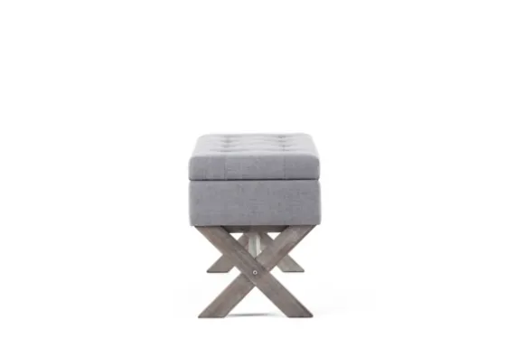 Light Button Tufted Storage Cross Leg Bench-Kirkland's Home Shop