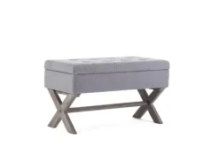 Light Button Tufted Storage Cross Leg Bench-Kirkland's Home Shop
