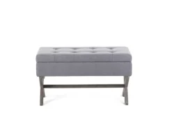 Light Button Tufted Storage Cross Leg Bench-Kirkland's Home Shop