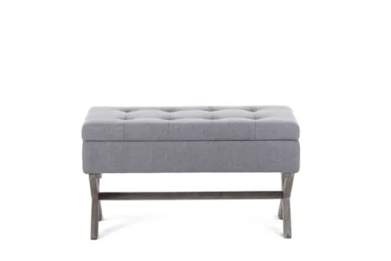 Light Button Tufted Storage Cross Leg Bench-Kirkland's Home Shop