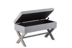 Light Button Tufted Storage Cross Leg Bench-Kirkland's Home Shop