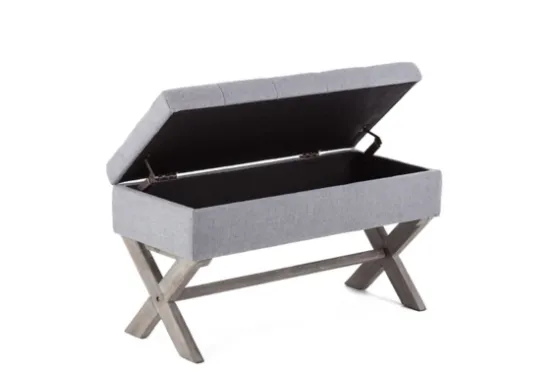 Light Button Tufted Storage Cross Leg Bench-Kirkland's Home Shop