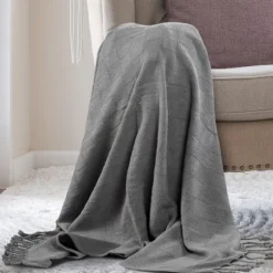 Light Checkered Weave Fringe Throw-Kirkland's Home Discount