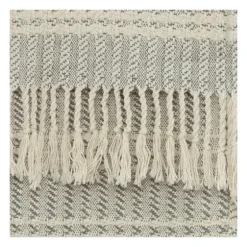 Light Gray And Ivory Striped Cotton Throw-Kirkland's Home Flash Sale
