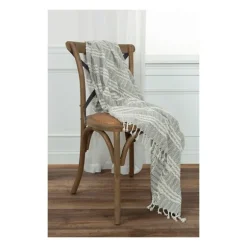 Light Gray And Ivory Striped Cotton Throw-Kirkland's Home Flash Sale