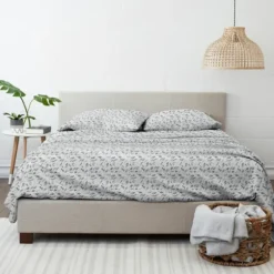 Light Gray Botanical Flannel 4-Pc. King Sheet Set-Kirkland's Home Sale