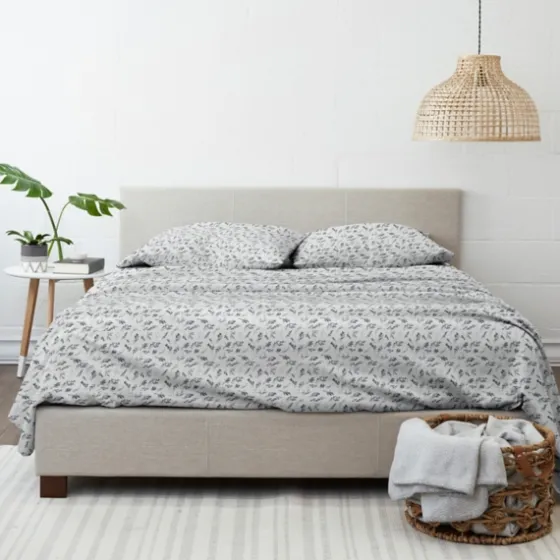 Light Gray Botanical Flannel 4-Pc. King Sheet Set-Kirkland's Home Sale