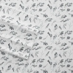Light Gray Botanical Flannel 4-Pc. King Sheet Set-Kirkland's Home Sale