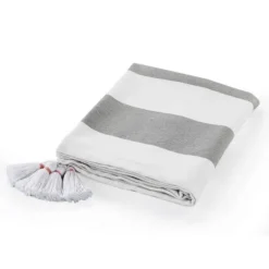 Light Gray Cabana Stripe Tassel Throw-Kirkland's Home Best Sale