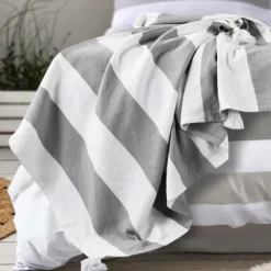 Light Gray Cabana Stripe Tassel Throw-Kirkland's Home Best Sale