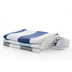 Light Gray Cabana Stripe Tassel Throw-Kirkland's Home Best Sale