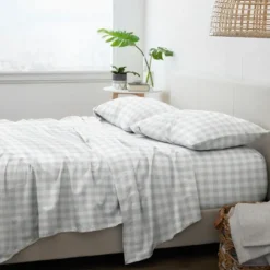 Light Gray Country Plaid 4-Pc. King Bed Sheet Set-Kirkland's Home Shop