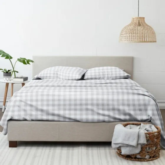 Light Gray Country Plaid 4-Pc. King Bed Sheet Set-Kirkland's Home Shop