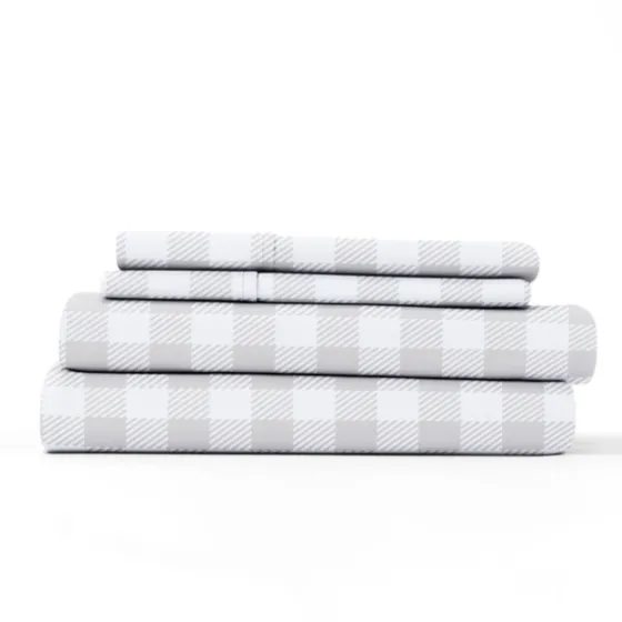 Light Gray Country Plaid 4-Pc. King Bed Sheet Set-Kirkland's Home Shop