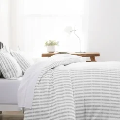 Light Gray Stripes 3-Pc. Queen Duvet Cover Set-Kirkland's Home Cheap