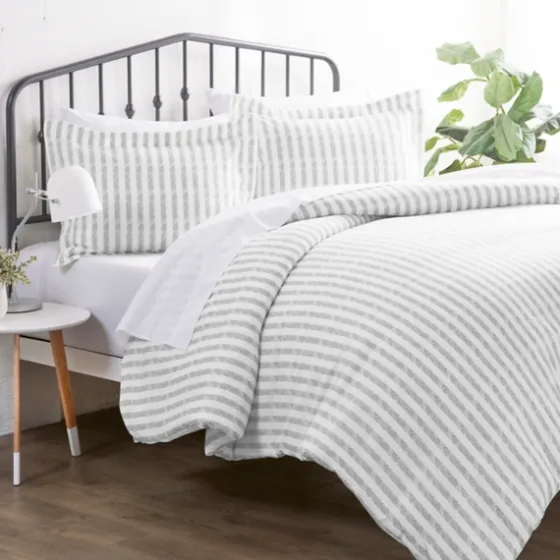 Light Gray Stripes 3-Pc. Twin Duvet Cover Set-Kirkland's Home Outlet