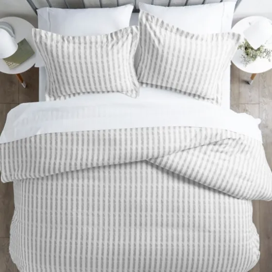 Light Gray Stripes 3-Pc. Twin Duvet Cover Set-Kirkland's Home Outlet