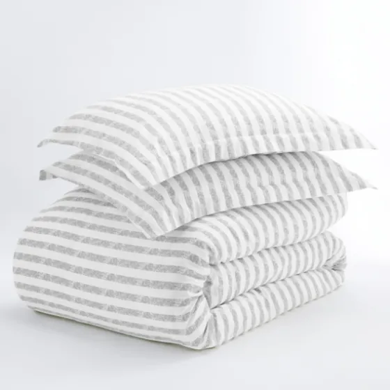 Light Gray Stripes 3-Pc. Twin Duvet Cover Set-Kirkland's Home Outlet