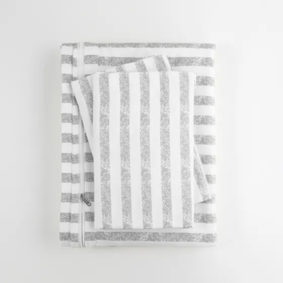 Light Gray Stripes 3-Pc. Twin Duvet Cover Set-Kirkland's Home Outlet