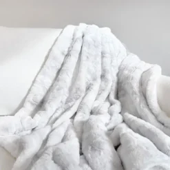 Light Gray Tie Dye Faux Fur Throw-Kirkland's Home Sale
