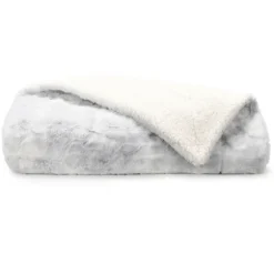 Light Gray Tie Dye Faux Fur Throw-Kirkland's Home Sale