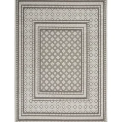 Light Gray Tile Motif Outdoor Area Rug, 5X7-Kirkland's Home Flash Sale