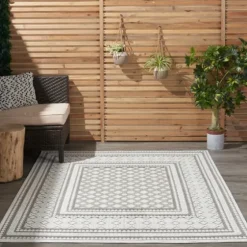 Light Gray Tile Motif Outdoor Area Rug, 5X7-Kirkland's Home Flash Sale