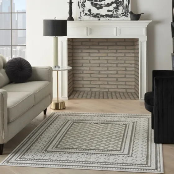 Light Gray Tile Motif Outdoor Area Rug, 5X7-Kirkland's Home Flash Sale