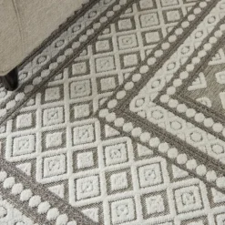Light Gray Tile Motif Outdoor Area Rug, 5X7-Kirkland's Home Flash Sale