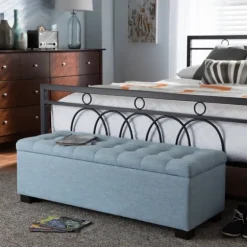 Light Grid Tufted Upholstered Ottoman-Kirkland's Home Outlet
