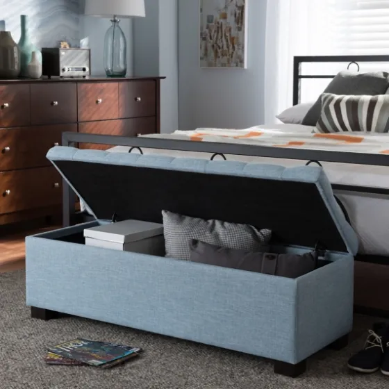 Light Grid Tufted Upholstered Ottoman-Kirkland's Home Outlet