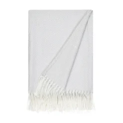 Light Herringbone Throw With Fringe-Kirkland's Home Clearance