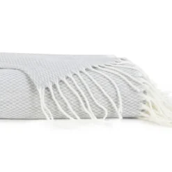 Light Herringbone Throw With Fringe-Kirkland's Home Clearance