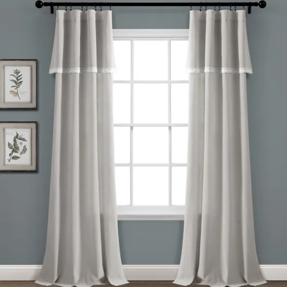 Light Linen Lace Curtain Panel Set, 84 In.-Kirkland's Home Discount