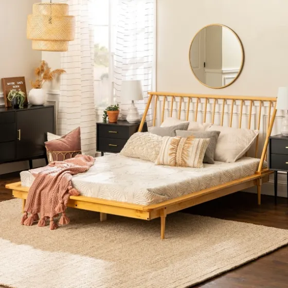 Light Oak Modern Spindle Wooden Queen Bed-Kirkland's Home Outlet