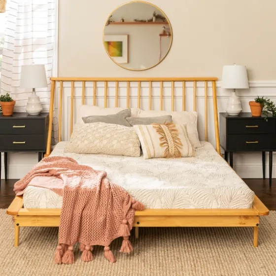 Light Oak Modern Spindle Wooden Queen Bed-Kirkland's Home Outlet