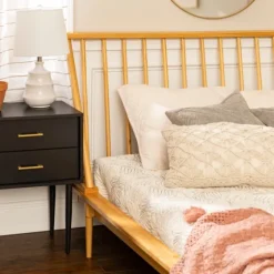 Light Oak Modern Spindle Wooden Queen Bed-Kirkland's Home Outlet
